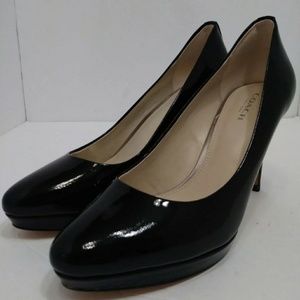 COACH GIOVANNA BLACK PATENT LEATHER HIGH HEEL 6.5M